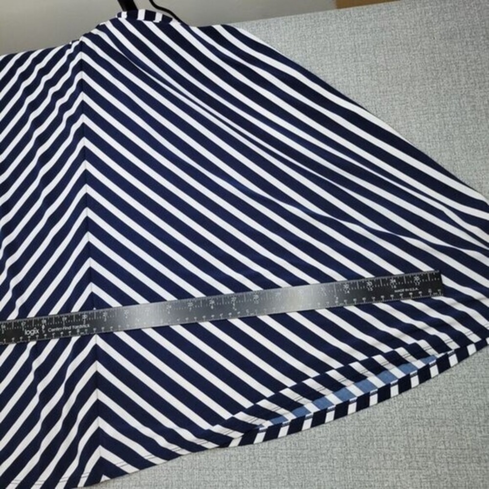 Lauren Ralph Lauren Dress XL Midi Blue White Striped Preppy Nautical V Neck - Picture 9 of 11